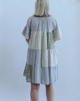 Blue and green color block flowy dress from Favored And Common