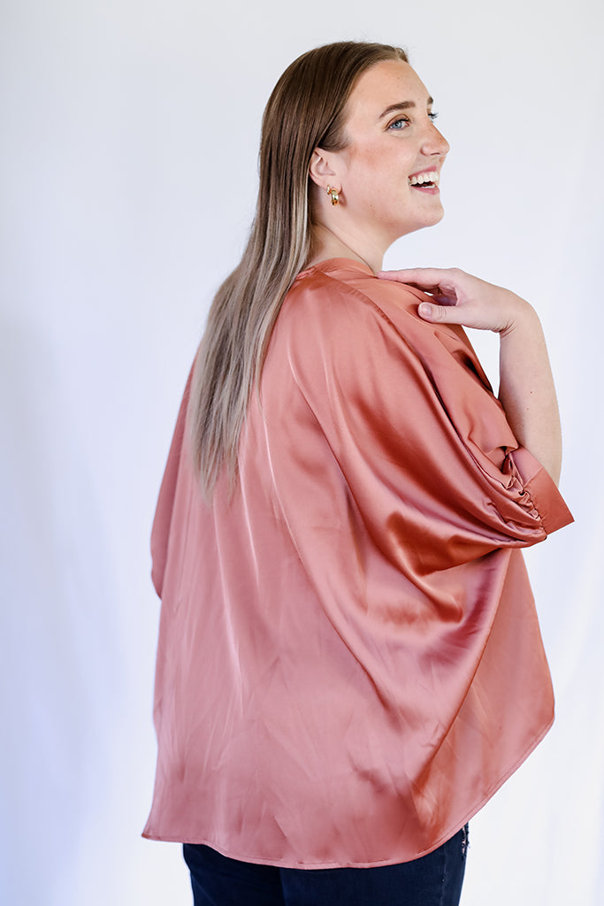 copper satin blouse