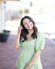 Green Apple Square Neck Blouse