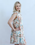 Multi color floral print baby doll dress with ruffled sleeves from Favored and Common
