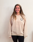 Embroidered smiley face crew neck for women from Favored And Common