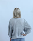 Baby blue textured blouse for women from Favored and Common in NC