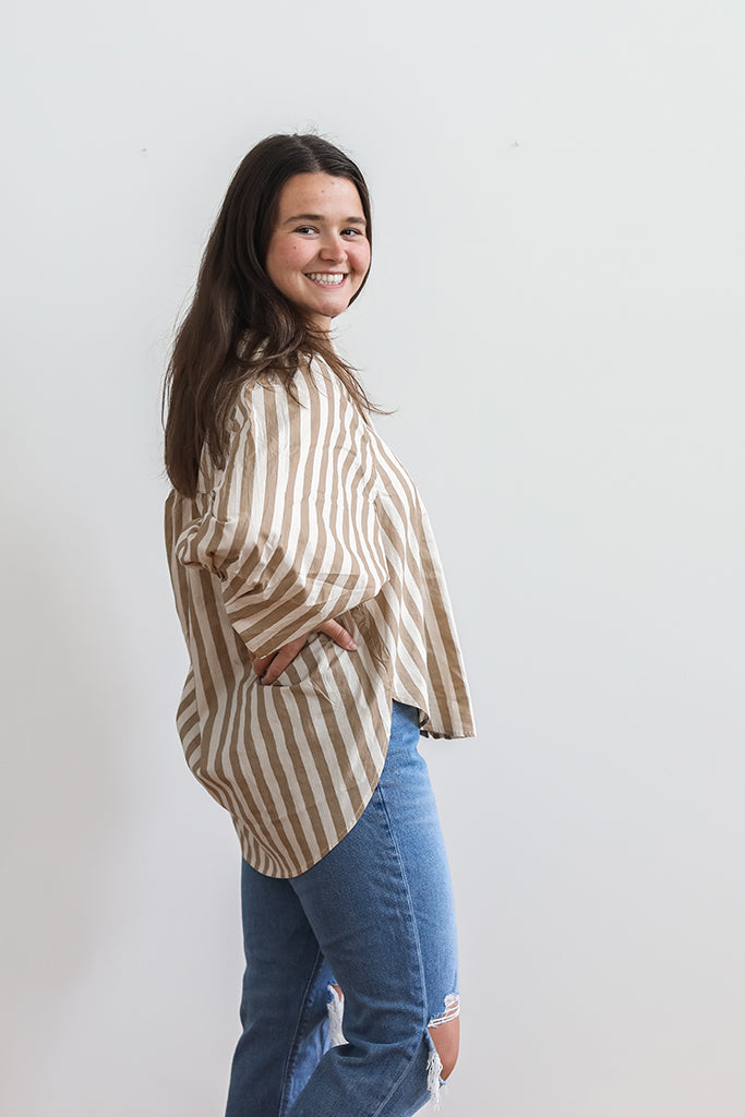 Strictly Stripes Button Up Blouse