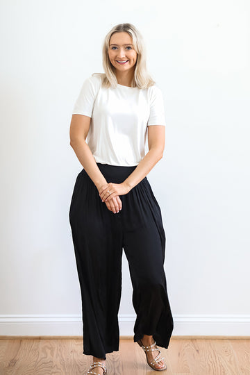 Relaxed Elegance Wide Leg Pants | Black