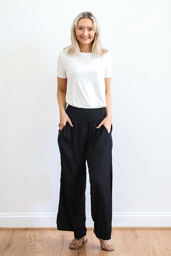 Relaxed Elegance Wide Leg Pants | Black