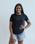 Black bamboo tee for women from Favored And Common