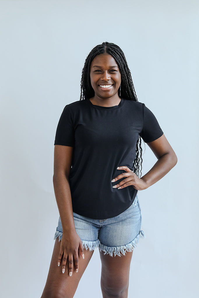 Black bamboo tee for women from Favored And Common