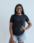 Soft black tee with crew neck from Favored And Common in NC