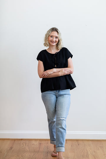 Make It Known Black Bow Tie Blouse