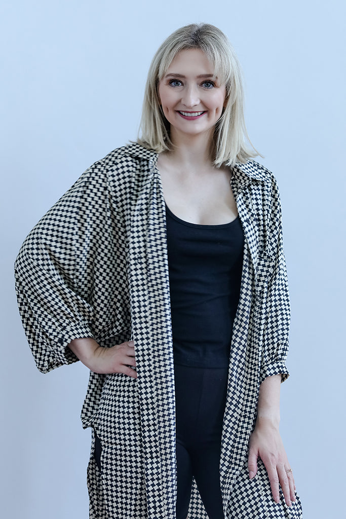 Black and white check blouse for women from Favored And Common