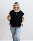 Make It Known Black Bow Tie Blouse