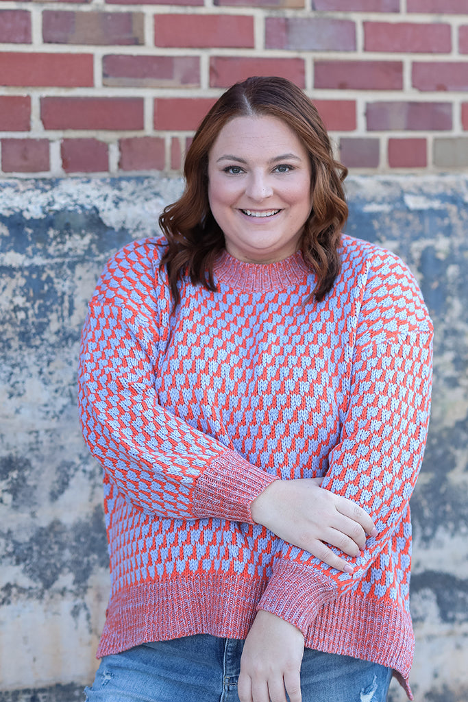 Blue and orange sweater for women from Favored And Common in NC