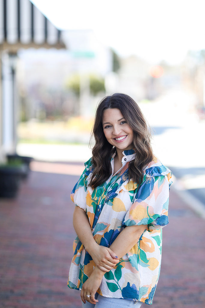 Bluebell Floral Button Up Blouse