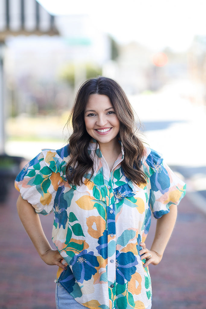 Bluebell Floral Button Up Blouse