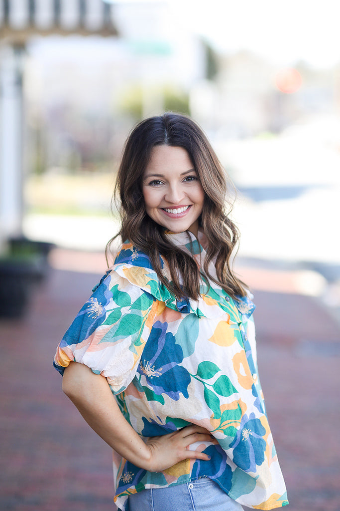 Bluebell Floral Button Up Blouse