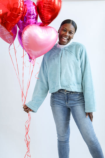 Blue Without You Faux Fur Cropped Jacket