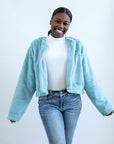 Blue Without You Faux Fur Cropped Jacket