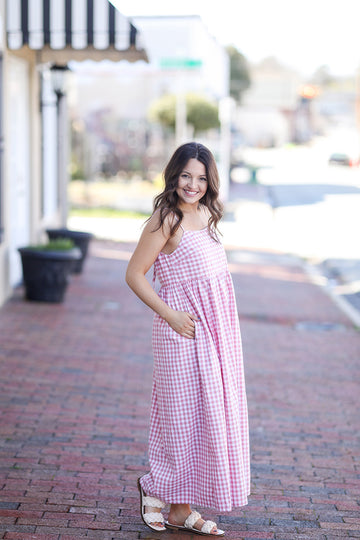 Checkered Blush Midi Dress