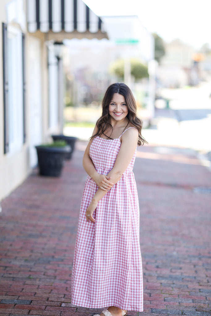 Checkered Blush Midi Dress