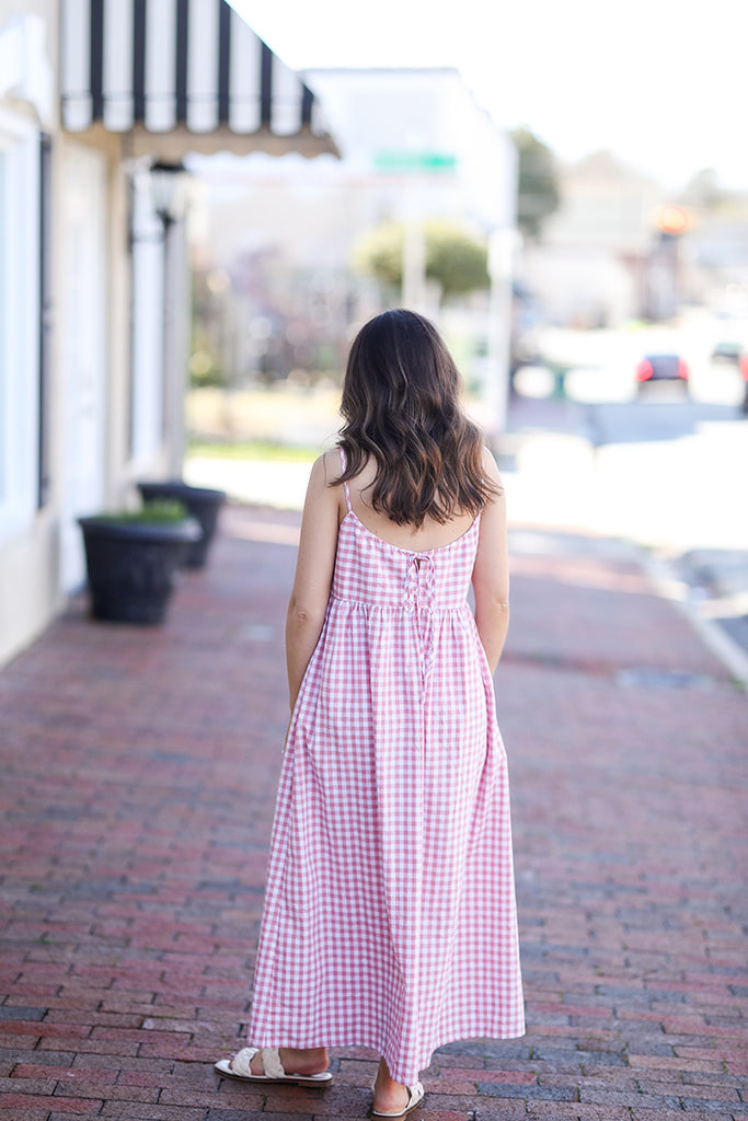 Checkered Blush Midi Dress