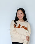 Chenille Autumn cropped crew neck sweatshirt for women from Favored and Common in Nc