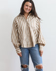 Strictly Stripes Button Up Blouse