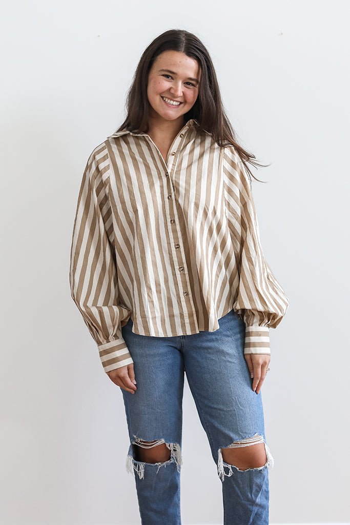 Strictly Stripes Button Up Blouse