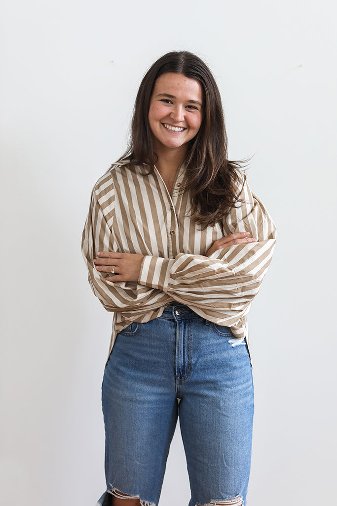 Strictly Stripes Button Up Blouse