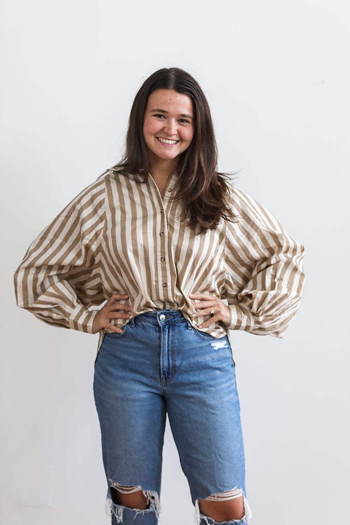 Strictly Stripes Button Up Blouse