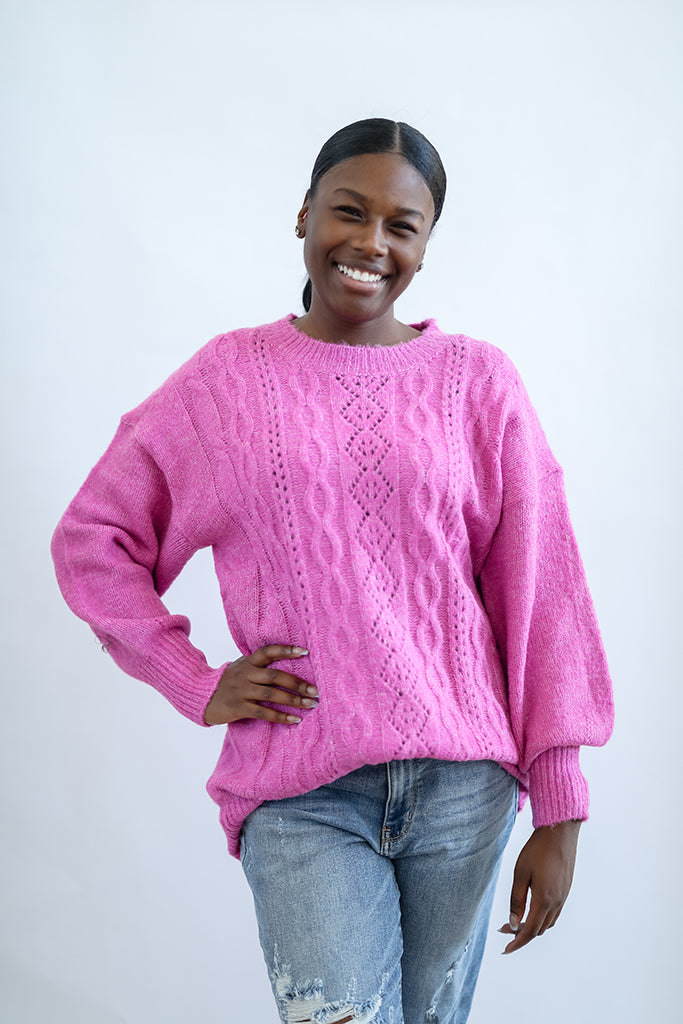 Cable knit Valentine's Day sweater for women from Favored and Common in NC