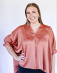 Copper sating blouse for women from Favored and Common