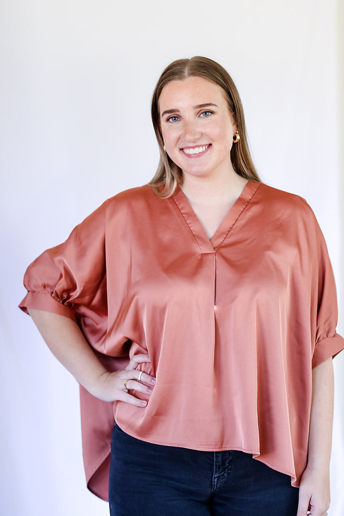 Copper sating blouse for women from Favored and Common