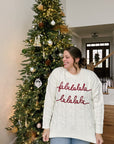 Cream cable knit Christmas sweater for women