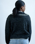 Cropped grey and white sweater cardigan for women from Favored and Common