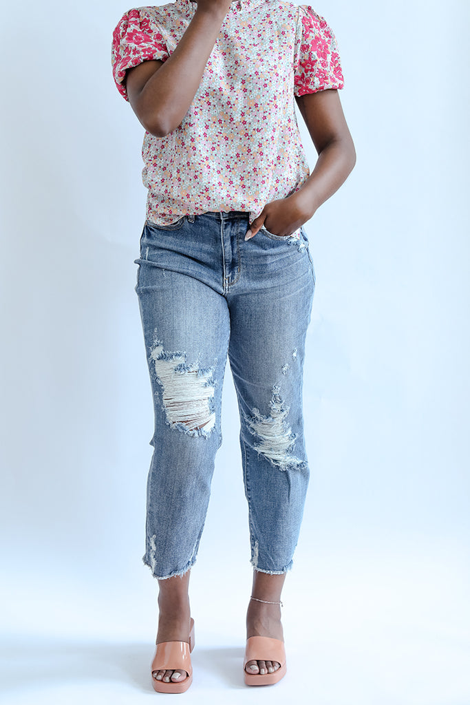 cropped high waisted straight jeans for women from Favored And Common