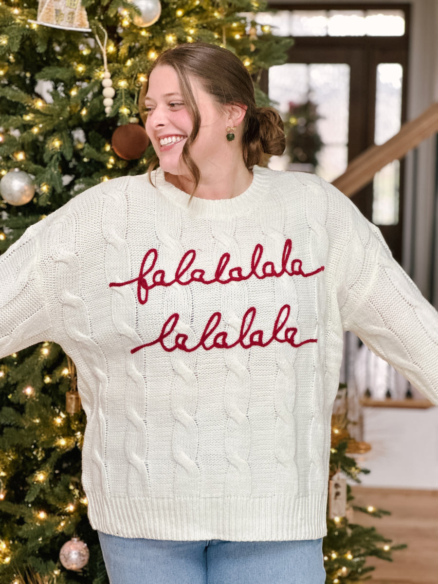 Falalala cream cable knit sweater for women