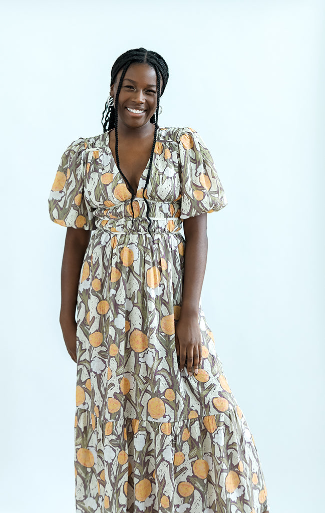 Fall patterned maxi dress for women from Favored And Common