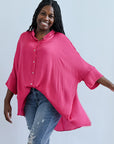 Flowy satin button down blouse for women from Favored and Common in NC