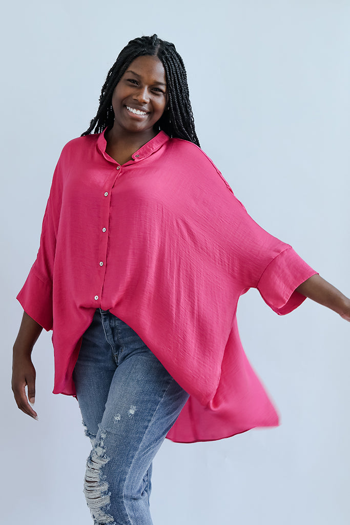 Flowy satin button down blouse for women from Favored and Common in NC