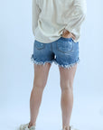 Fringed distressed jean shorts for women from Favored and Common