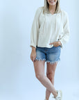 Fringed jean shorts for women from Favored and Common in NC