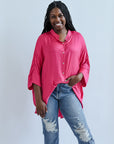 Fuchsia blouse with three quarter sleeves from Favored and Common