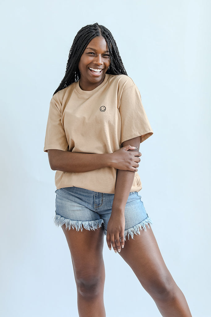 Good vibes only smiley face tee for women from Favored And Common