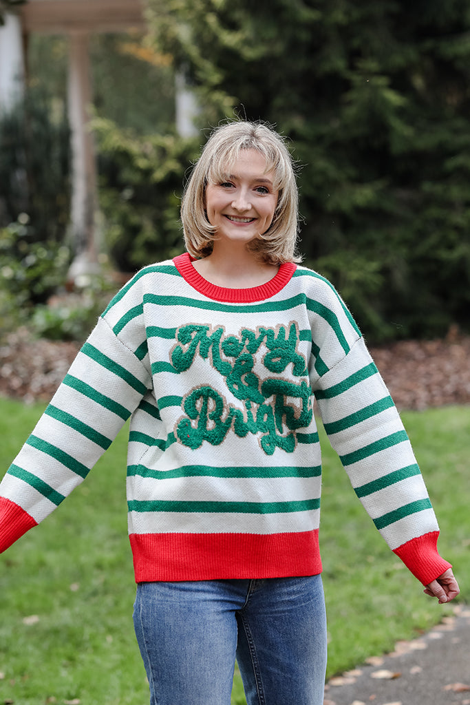 The Merry & Bright Stripe Sweater | +Plus Size Available