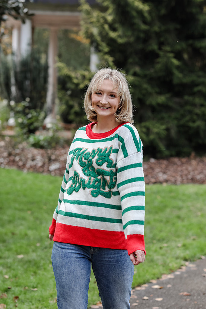The Merry & Bright Stripe Sweater | +Plus Size Available