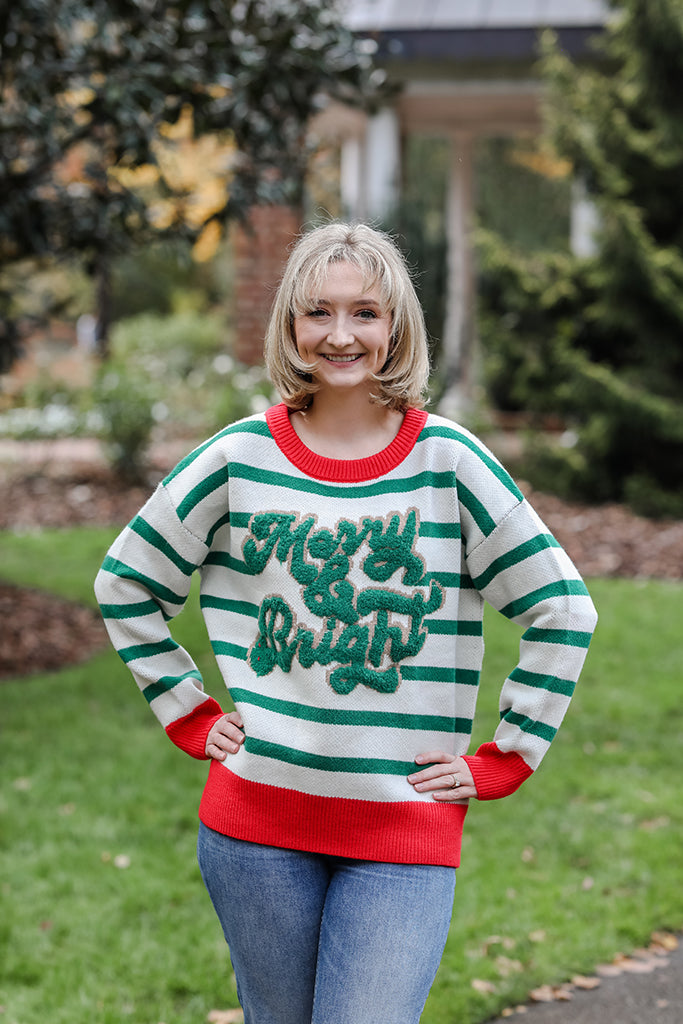The Merry & Bright Stripe Sweater | +Plus Size Available