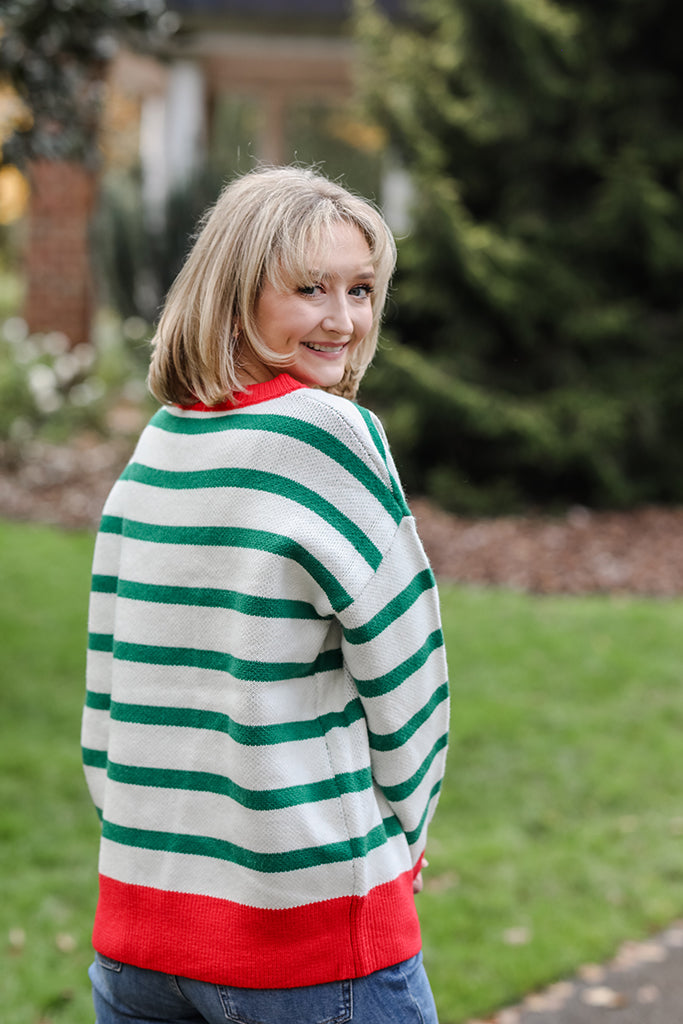 The Merry & Bright Stripe Sweater | +Plus Size Available