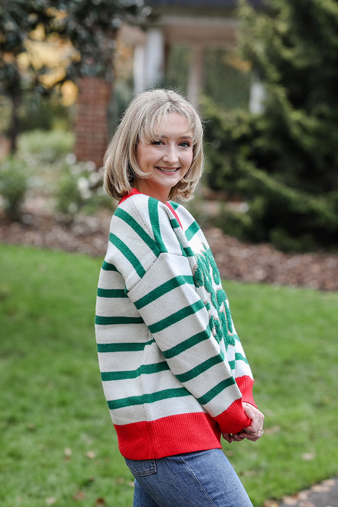 The Merry & Bright Stripe Sweater | +Plus Size Available
