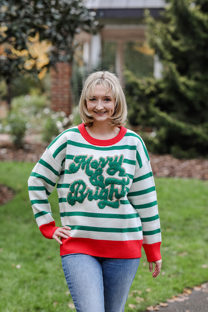 The Merry & Bright Stripe Sweater | +Plus Size Available