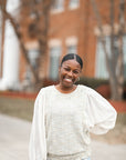 Green tweed and chiffon sleeve blouse from Favored and Common